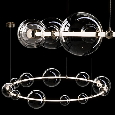 Modern Industrial Pendant Light 12 Globes 3D model image 1 