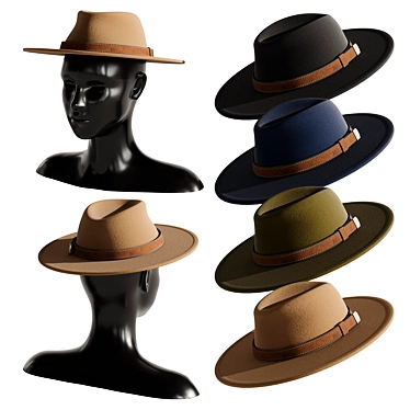 Vintage Hat Set 3D Model 3D model image 1 