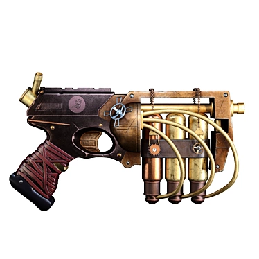 Realistic Steampunk Gun Model 3D model image 1 