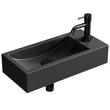 Natural Stone Basin Set Black 3D model image 1 