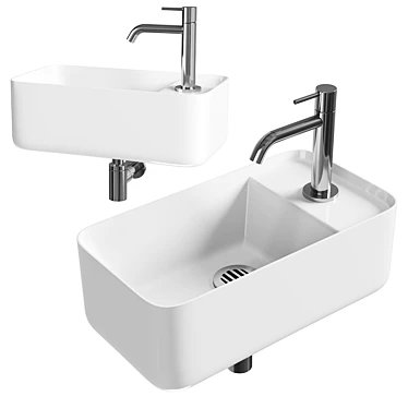 Elegant Mineraalstone White Sink 3D model image 1 