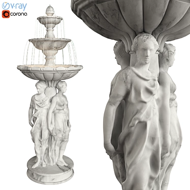 Sculptural Roman Maiden Fountain 3D model image 1 