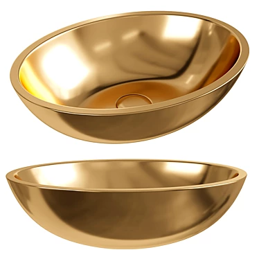 Golden Ceramic Oval Sink 3D model image 1 