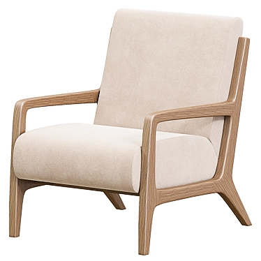 Modern Ash Wood Armchair Linen 3D model image 1 