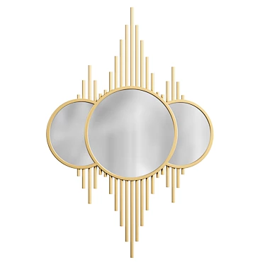 Gold Metal Wall Mirror, Contemporary 3D model image 1 