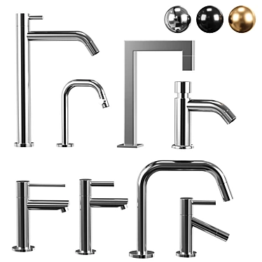 Modern Faucet Set Collection - Chrome & Matte Black 3D model image 1 