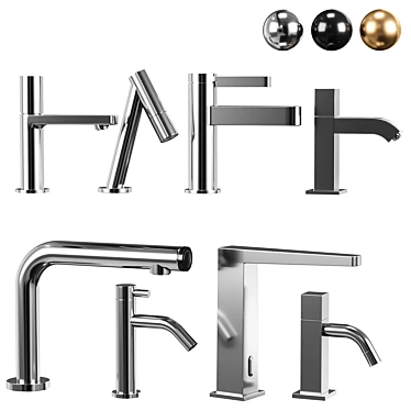 Modern Matte Black Bathroom Faucets 3D model image 1 