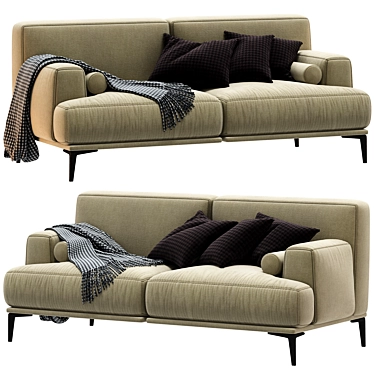 Stylish Abisko 2-Seater Sofa 3D model image 1 