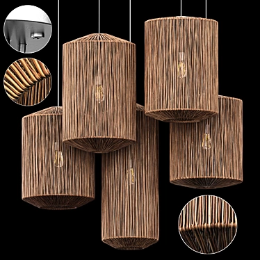 Rattan Barrel Chandelier, 3D Model 3D model image 1 