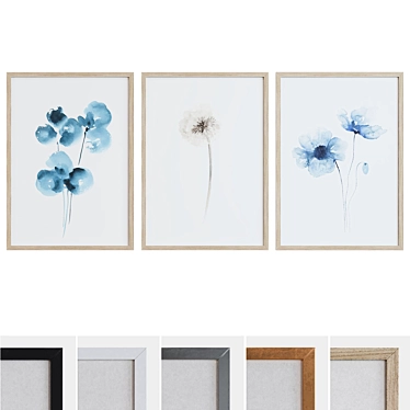 Modern Plant Abstract Picture Frame Set 3D model image 1 