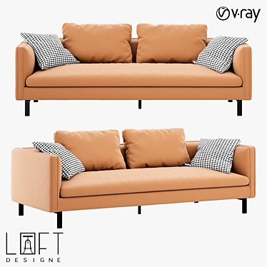 LoftDesigne Linen Metal Sofa 3D model image 1 