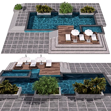 Modern 3D Swimming Pool Model 3D model image 1 