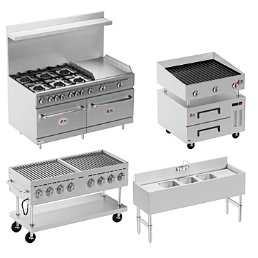 Restaurant Kitchen Equipment Bundle 3D model image 1 