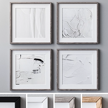 Modern Art Set with Frames 3D model image 1 