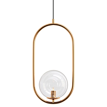 Elegant Gold Oval Pendant Light 3D model image 1 