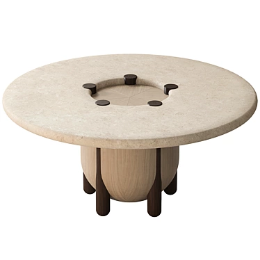 Nova Travertine High Table Ensemble 3D model image 1 