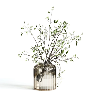 White Branches in Glass Vase 3D model image 1 