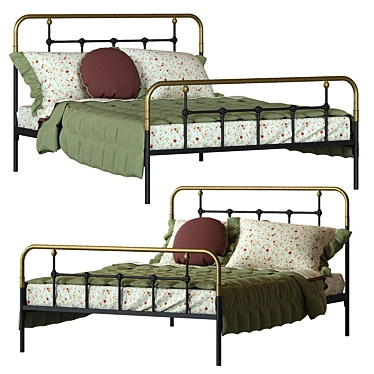 Metallic Asper Bed Frame, T140 3D model image 1 