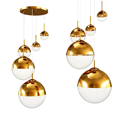 Gold Mirrored Pendant Light Fixture 3D model image 1 