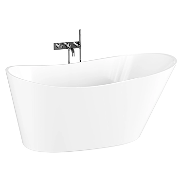 Sleek Freestanding Acrylic Bathtub 3D model image 1 