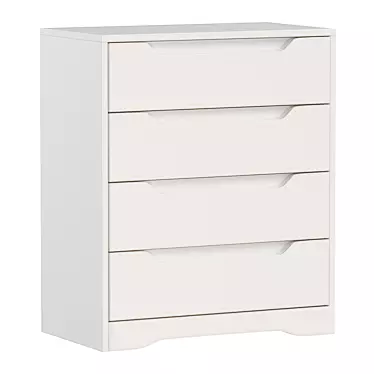 Homfa White 4-Drawer Bedroom Dresser 3D model image 1 