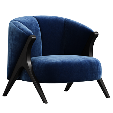 Blue Velvet Modernist Barrel Chair 3D model image 1 