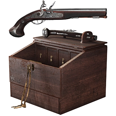 Antique Flintlock Pistol Desk Combo 3D model image 1 