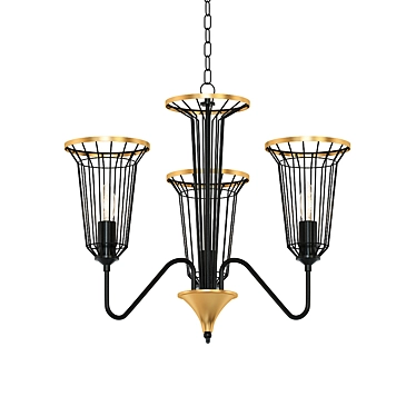 Elegant Black and Gold Chandelier 3D model image 1 