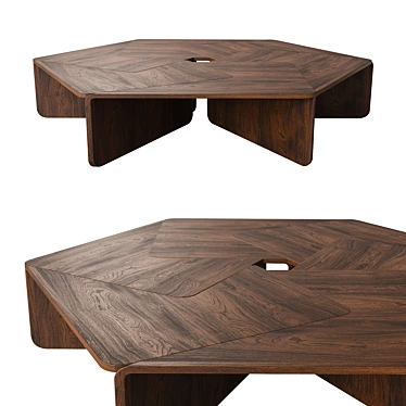 Walnut Coffee Table Matte Finish 3D model image 1 