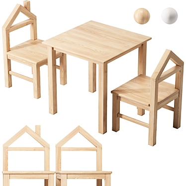 JLY House Kids Table Set 3D model image 1 