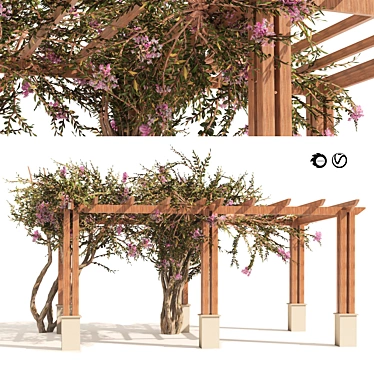 Exquisite Crape Myrtle Pergola Model 3D model image 1 