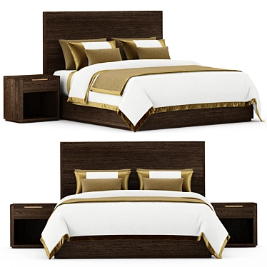  Rustic Heritage Breton Platform Bed 3D model image 1 