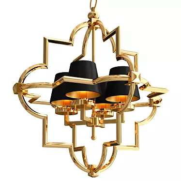 Elegant Gold Black Pendant Chandelier 3D model image 1 