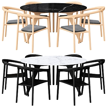 Manutti Torsa Table & Solid Armchair 3D model image 1 