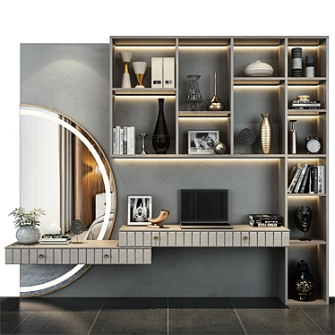 Modern TV Wall Decor Composition 3D model image 1 