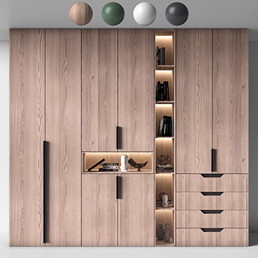 Adjustable Modern Wardrobe Furniture 3D model image 1 