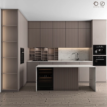 Modern Kitchen Set With Appliances 3D model image 1 