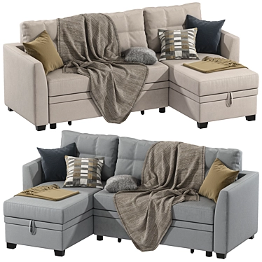 Modern Sleeper Sofa with TurboSmooth 3D model image 1 