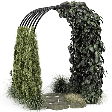 Outdoor Hanging Plants Pergola Set 3D model image 1 