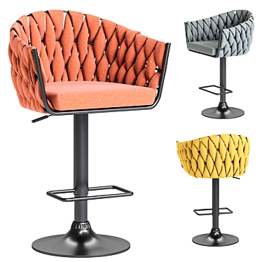 Modern Metal Bar Stool Comfort 3D model image 1 