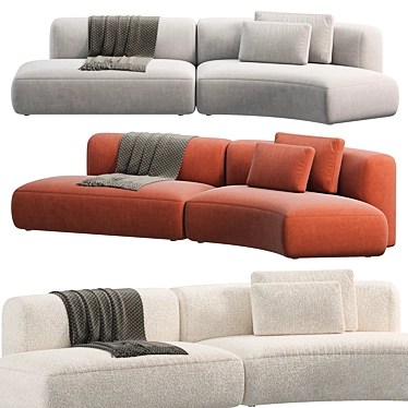 Modern and Comfortable Cosy Curve Sofa 3D model image 1 