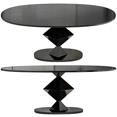 Sleek Noir Oval Dining Table 3D model image 1 