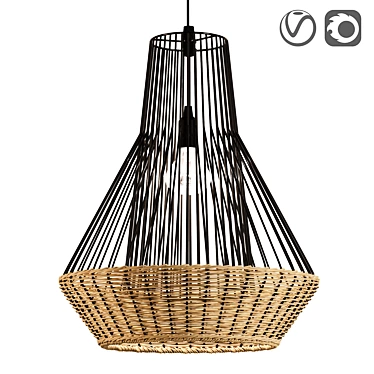 Bohemian Rattan Pendant Light 3D model image 1 