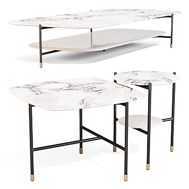 Sleek Meridiani Adrian Tables Set 3D model image 1 