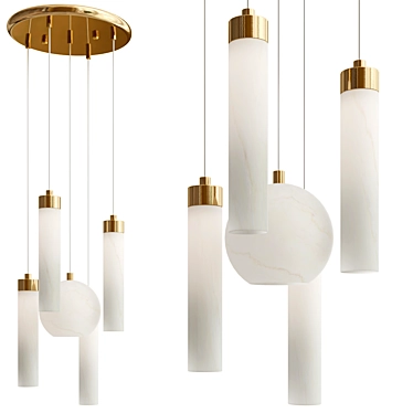 Matte Alabaster Pendant Light Set 3D model image 1 