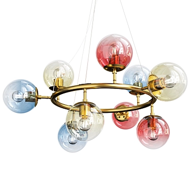 Colorful Sphere Glass Chandelier 3D model image 1 