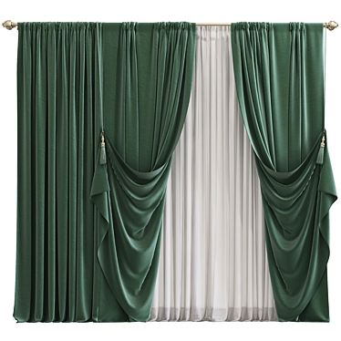 Folded Fabric Curtain Redesign 3D model image 1 