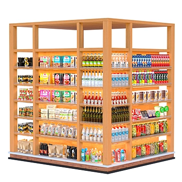 Eco-Style Supermarket Display Kit 3D model image 1 