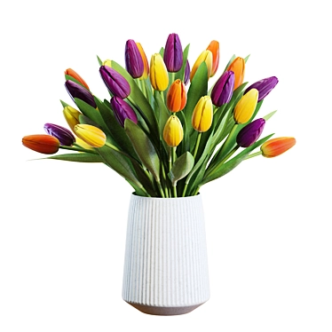 Colorful Tulip Bouquet 3D Model 3D model image 1 