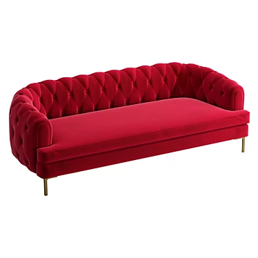 Elegant Tufted Pierre Sofa with Removable Bench Cushion 3D model image 1 